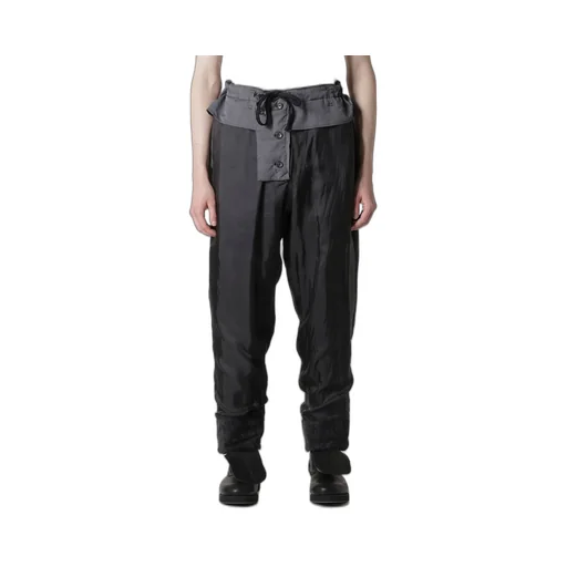 Linen Velvet Tab Detail Padded Pants