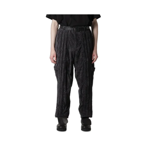 Linen Velvet Tab Detail Padded Pants