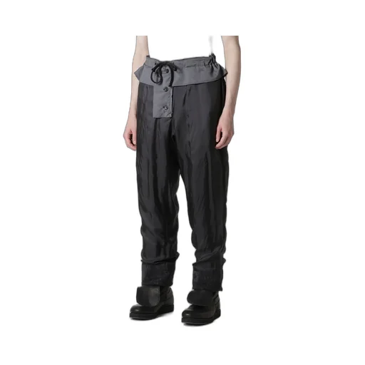 Linen Velvet Tab Detail Padded Pants