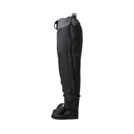 Linen Velvet Tab Detail Padded Pants