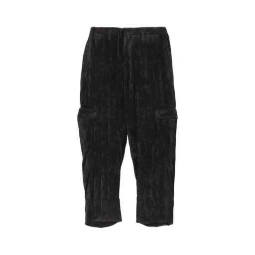 Linen Velvet Tab Detail Padded Pants
