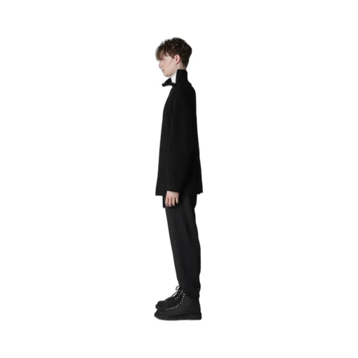 5G1P Cable+Cardigan Stitch Side Zip Hign Neck Po