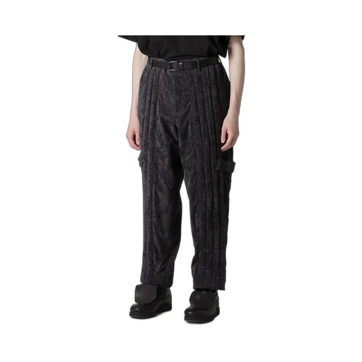 Linen Velvet Tab Detail Padded Pants