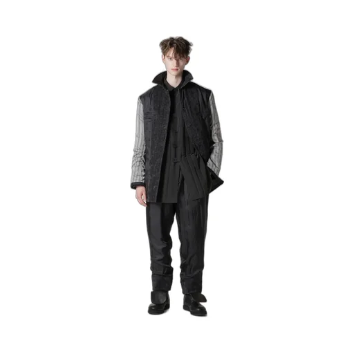Linen Velvet Tab Detail Padded Pants