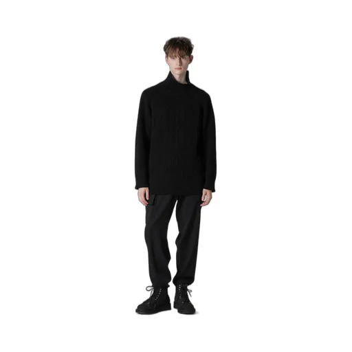 5G1P Cable+Cardigan Stitch Side Zip Hign Neck Po