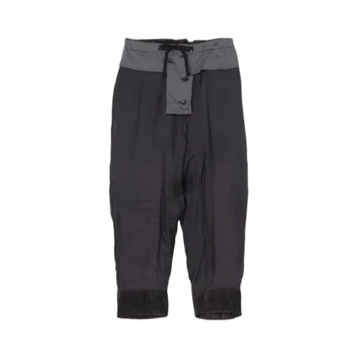 Linen Velvet Tab Detail Padded Pants