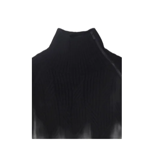 5G1P Cable+Cardigan Stitch Side Zip Hign Neck Po