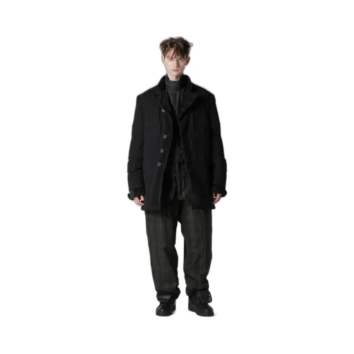 Linen Velvet Horizontal Padded Long Jacket