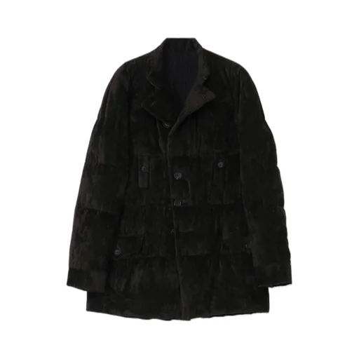 Linen Velvet Horizontal Padded Long Jacket