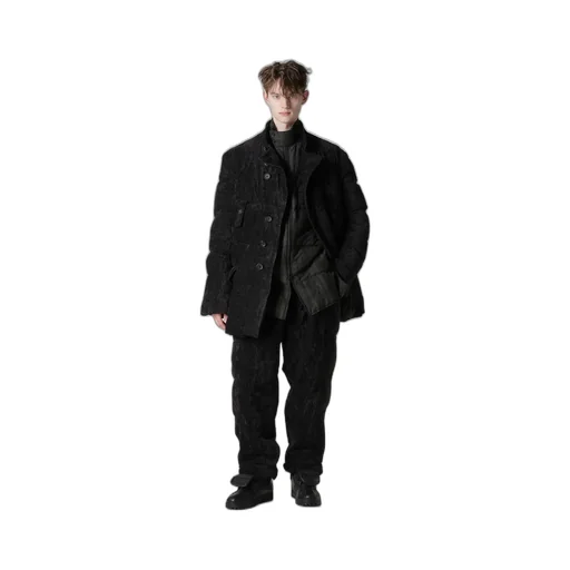 Linen Velvet Horizontal Padded Long Jacket