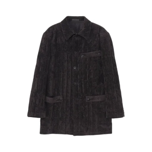 Linen Velvet Tab Detail Paded Jacket