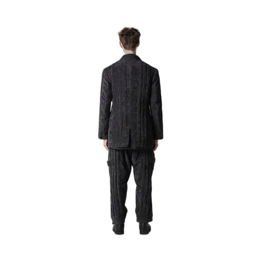 Linen Velvet Tab Detail Paded Jacket