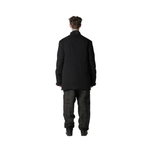 Linen Velvet Horizontal Padded Long Jacket