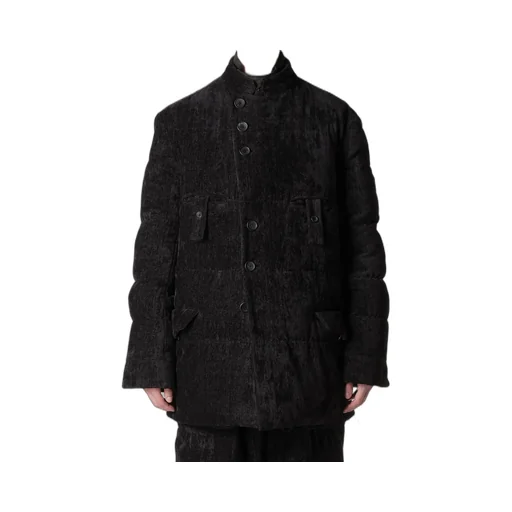 Linen Velvet Horizontal Padded Long Jacket