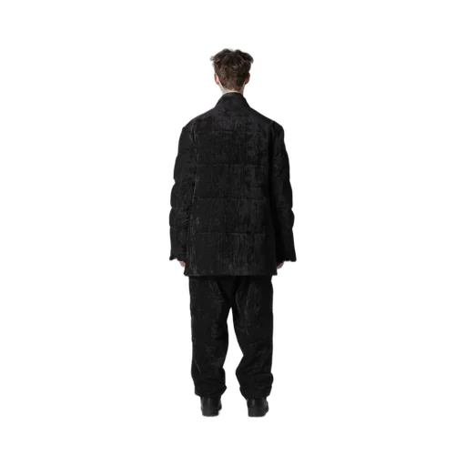 Linen Velvet Horizontal Padded Long Jacket