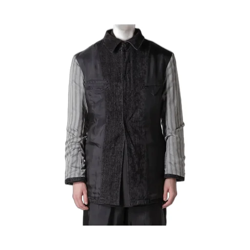 Linen Velvet Tab Detail Paded Jacket