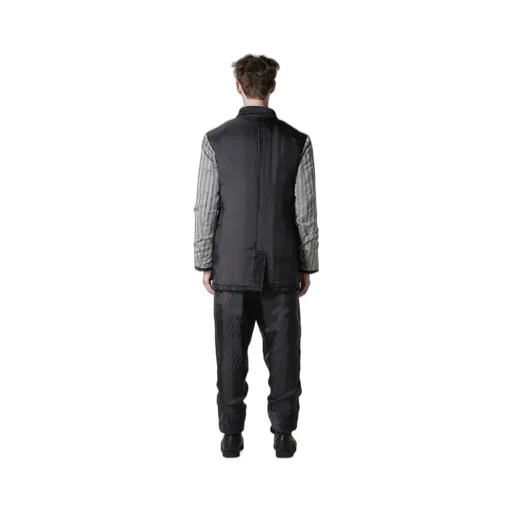 Linen Velvet Tab Detail Paded Jacket