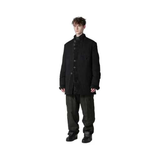 Linen Velvet Horizontal Padded Long Jacket