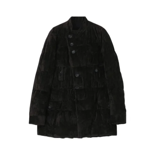 Linen Velvet Horizontal Padded Long Jacket