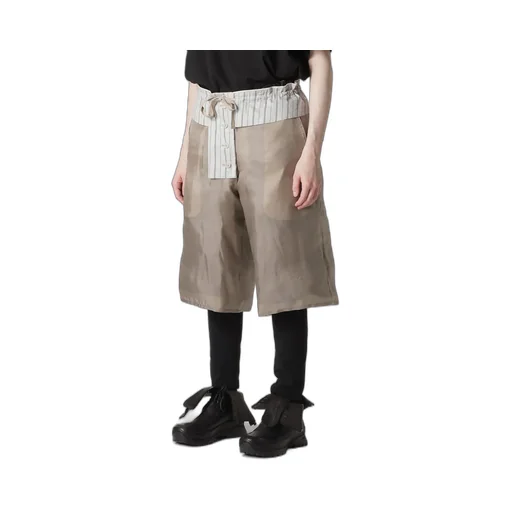 Linen/Cotton Denim Padded Short Pants