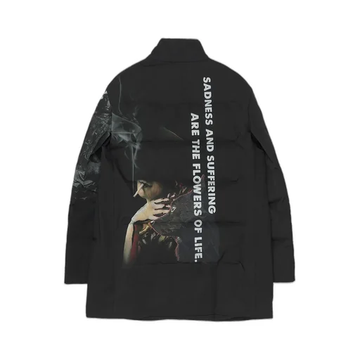 Back Printed Horizontal Padded Stand Jacket