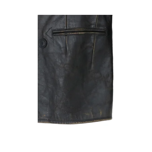Japan Horse Leather Clap Double Front Collar Coat