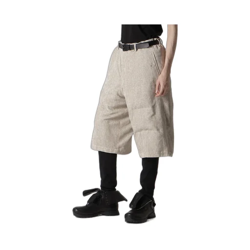 Raw Linen Velvet Padded Short Pants