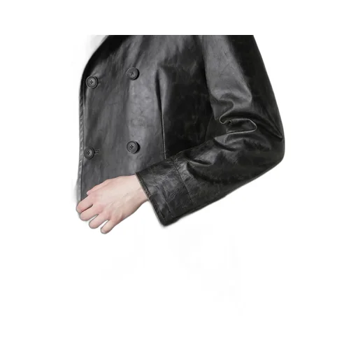 Japan Horse Leather Clap Double Front Collar Coat