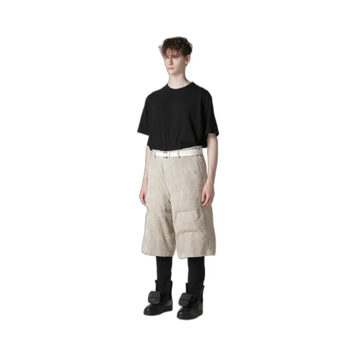 Raw Linen Velvet Padded Short Pants