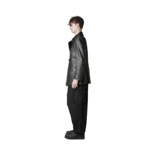 Japan Horse Leather Clap Double Front Collar Coat