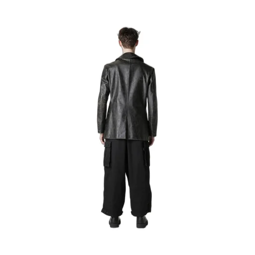 Japan Horse Leather Clap Double Front Collar Coat