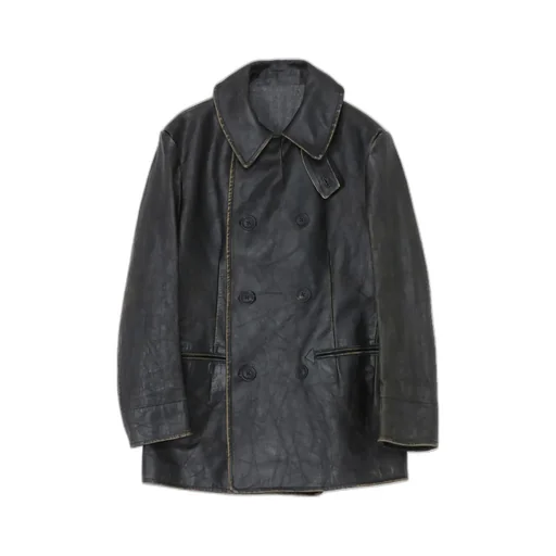 Japan Horse Leather Clap Double Front Collar Coat