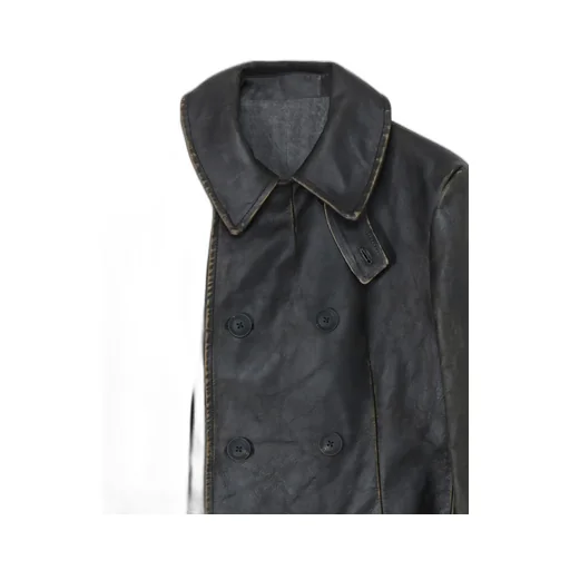 Japan Horse Leather Clap Double Front Collar Coat