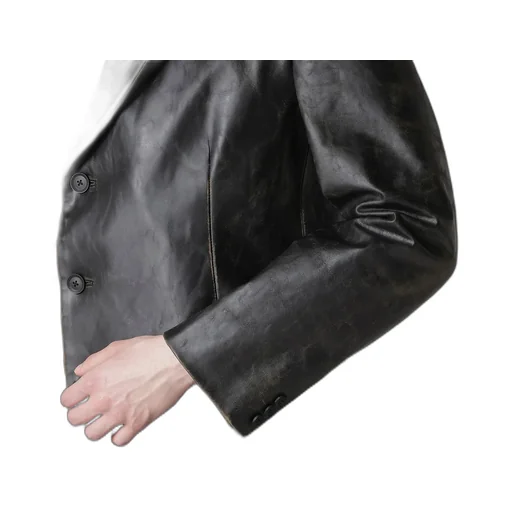 Japan Horse Leather Clap Peacked Lapel Jacket