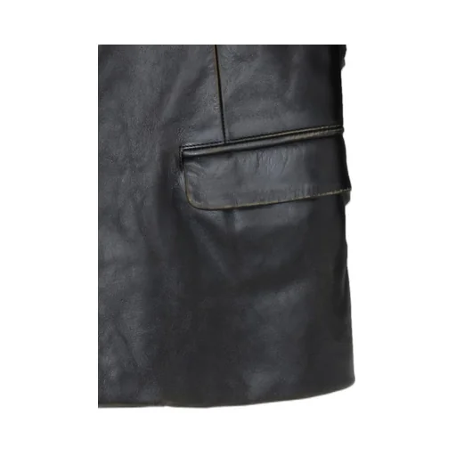 Japan Horse Leather Clap Peacked Lapel Jacket
