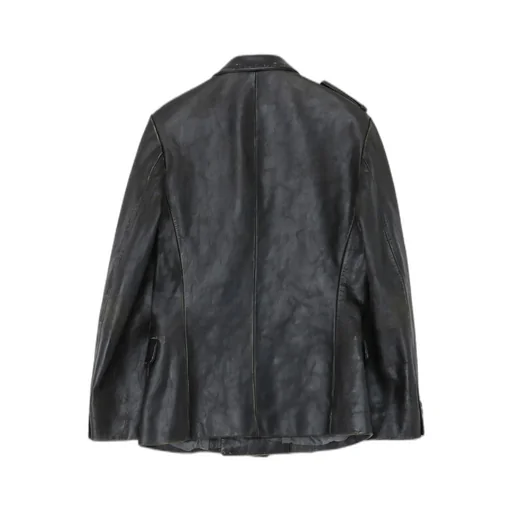 Japan Horse Leather Clap Peacked Lapel Jacket