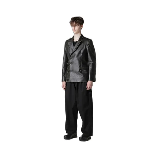 Japan Horse Leather Clap Peacked Lapel Jacket