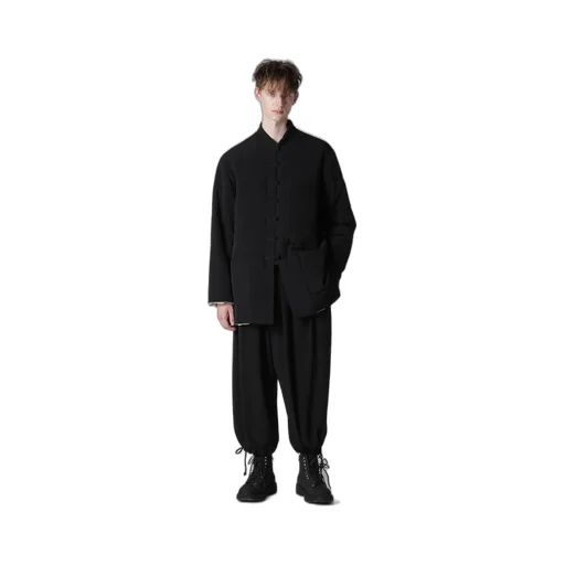 Ta Tuxedo Stand Collar Reversible Padded Blouse
