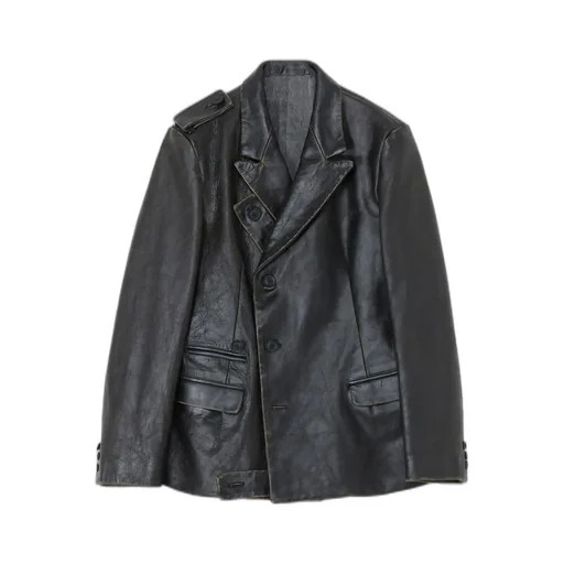 Japan Horse Leather Clap Peacked Lapel Jacket