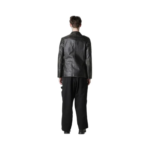 Japan Horse Leather Clap Peacked Lapel Jacket