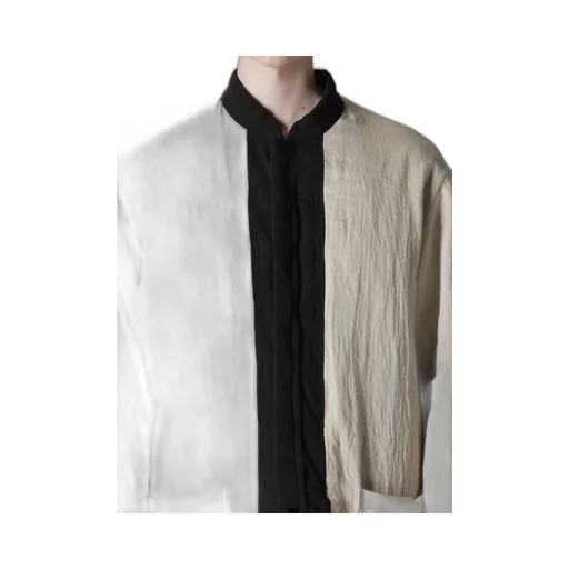 Ta Tuxedo Stand Collar Reversible Padded Blouse