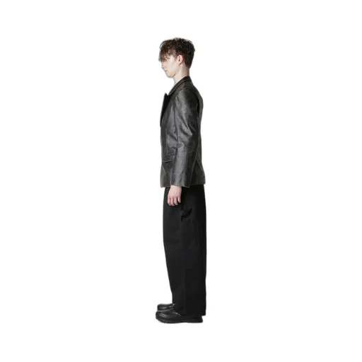 Japan Horse Leather Clap Peacked Lapel Jacket