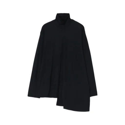Wool Single Jersey Paneled Turtle Neck Po