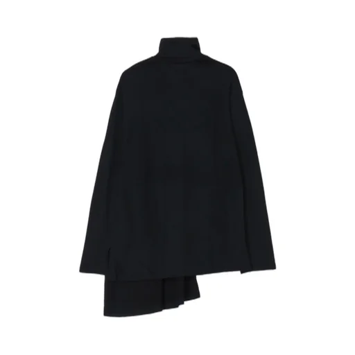 Wool Single Jersey Paneled Turtle Neck Po