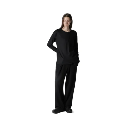 Wool Single Jersey Paneled Round Neck Long Slv T