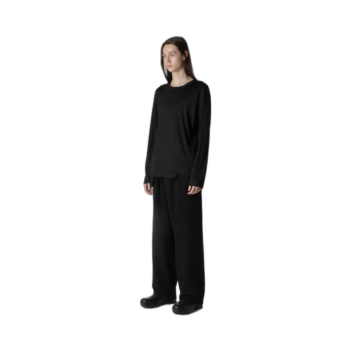 Wool Single Jersey Paneled Round Neck Long Slv T