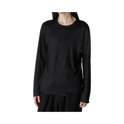 Wool Single Jersey Paneled Round Neck Long Slv T