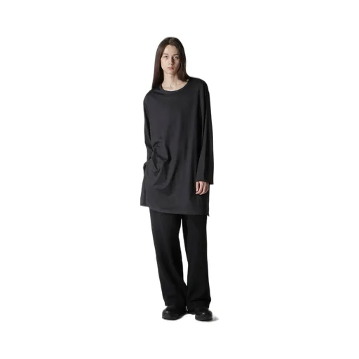 Wool Single Jersey Side Slit Button Detail T