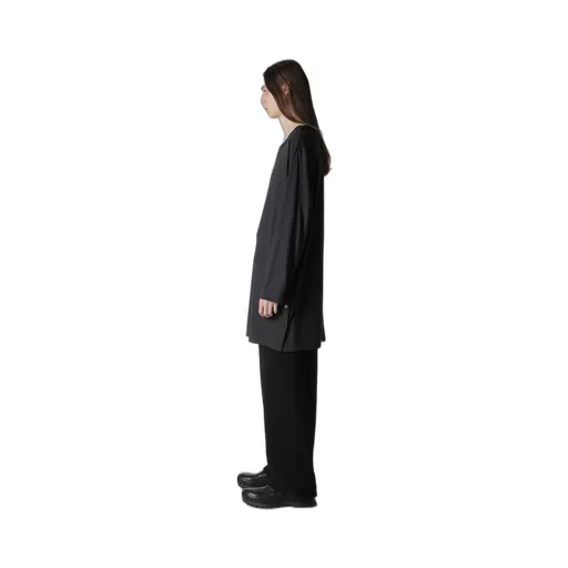 Wool Single Jersey Side Slit Button Detail T