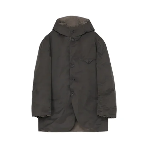 Silk Linen Diagonal Padded Hooded Jacket